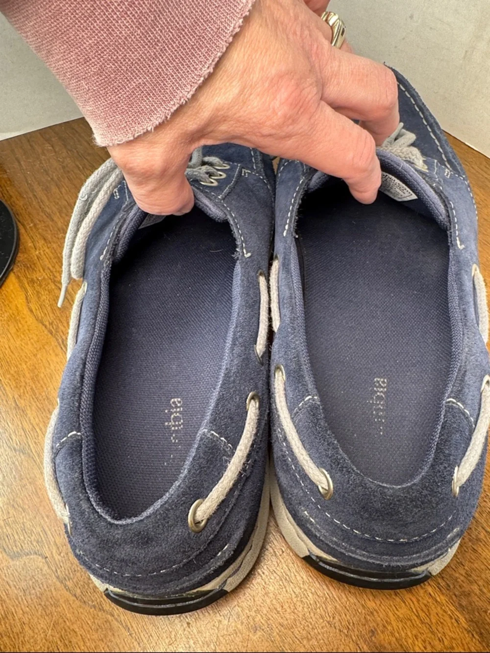 Columbia Mens Navy Suede Boat Deck Shoes Loafers, Gray Laces, sz 13